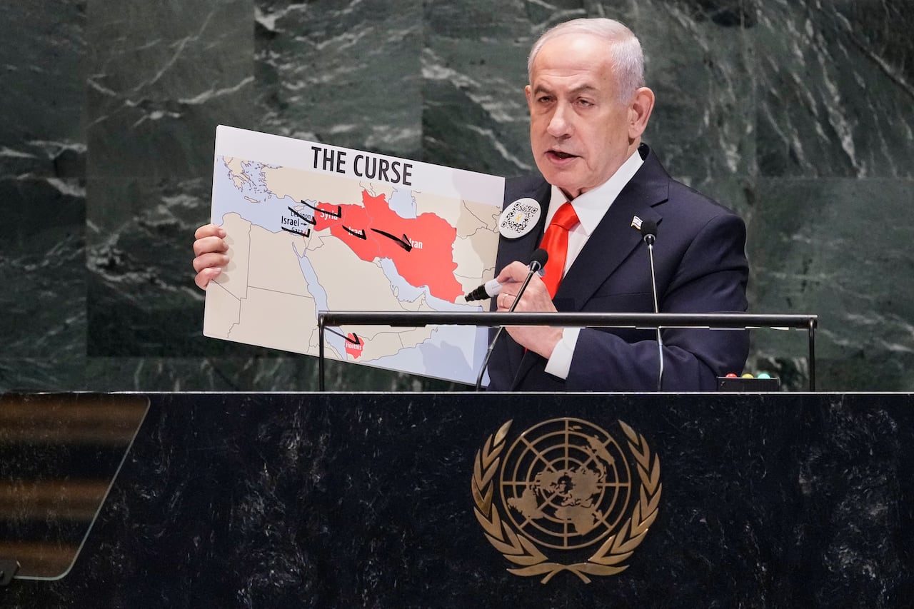 Benjamin Netanyahu habla en la Asamblea General de las Naciones Unidas en Nueva York.