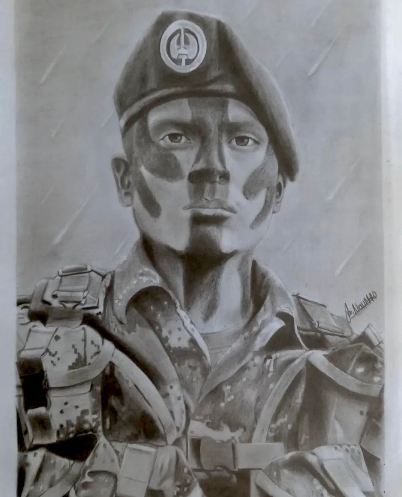 Soldado José Navarro dibuja en las selvas de Colombia