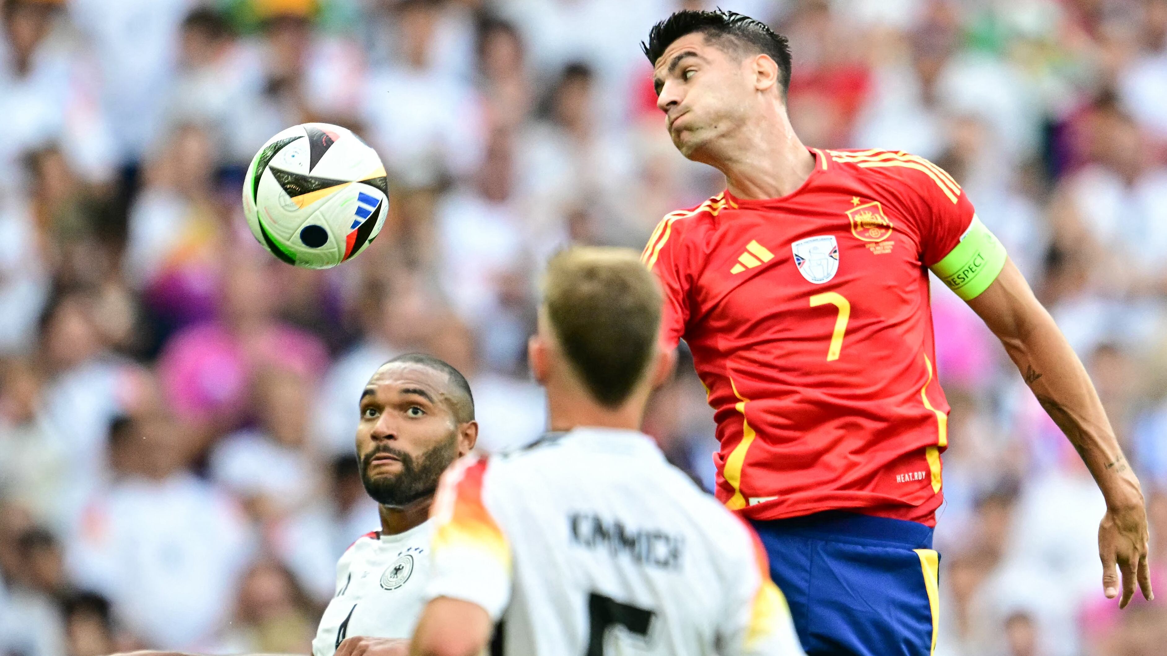 Imagen del duelo entre España y Alemania, este viernes 5 de julio, en Stuttgart.