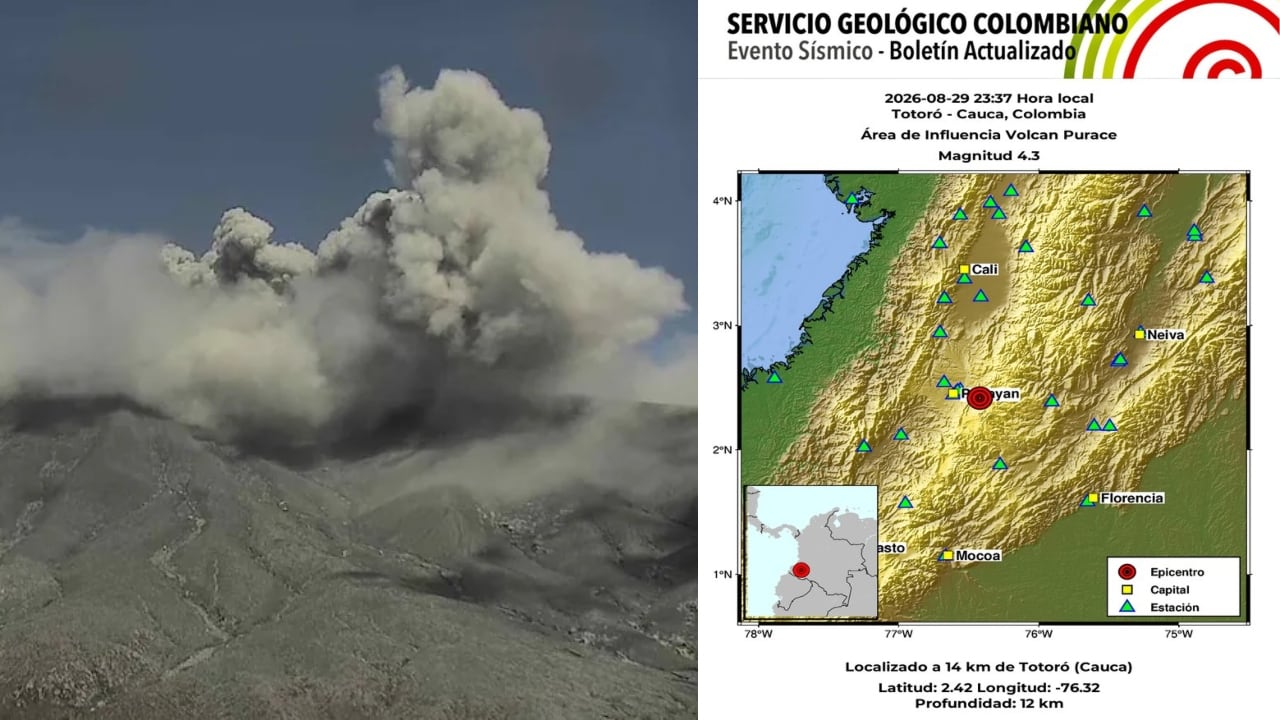 Volcán Puracé se mantiene en alerta naranja.