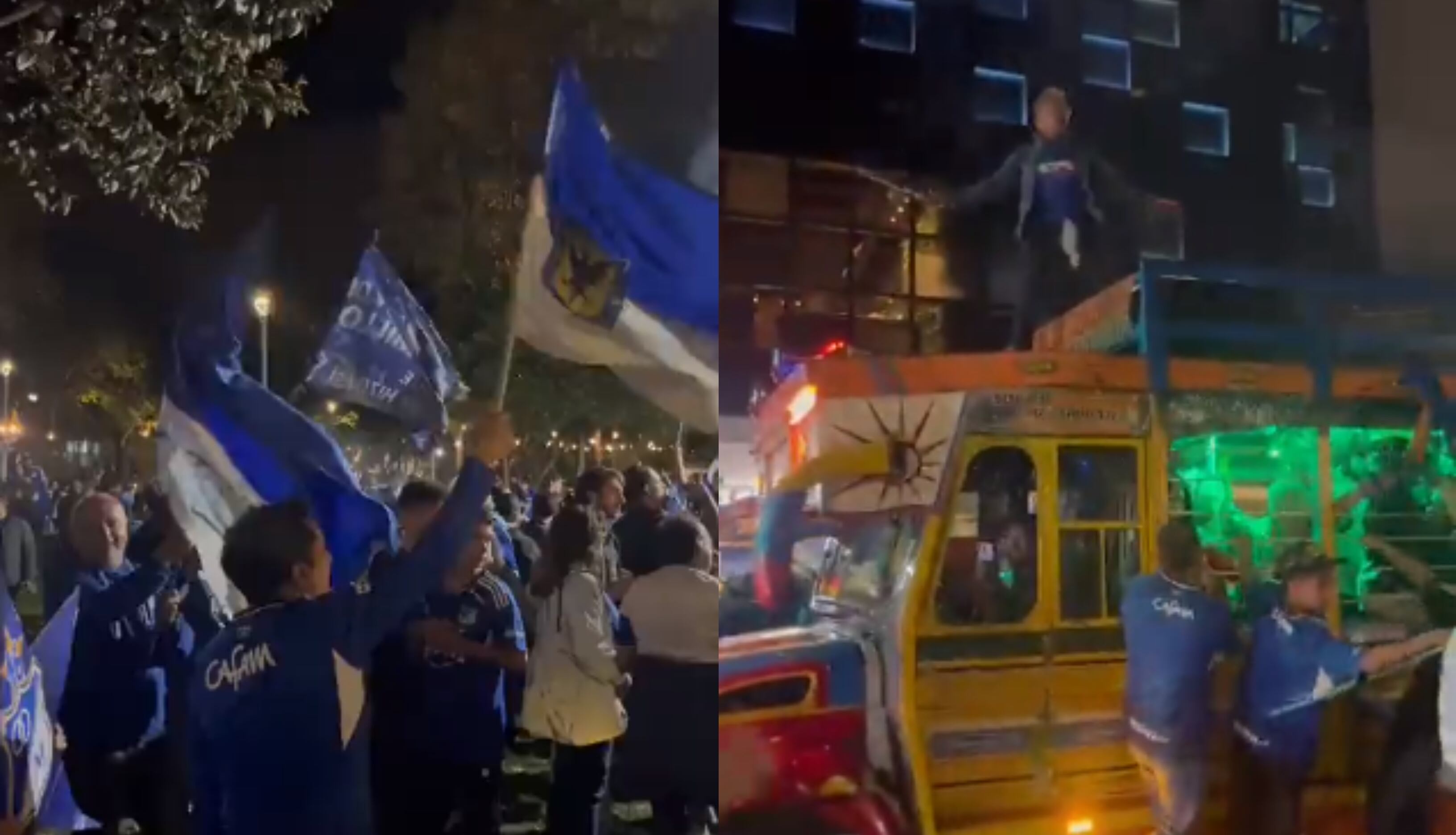 Los hinchas de Millonarios llevaron la fiesta a las calles de Bogotá.