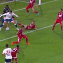 La polemica jugada sobre el último minuto en el duelo entre DIM y Nacional.