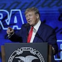 El expresidente Donald Trump habla durante el Foro de liderazgo en la Reunión Anual de la Asociación Nacional del Rifle en el Centro de Convenciones George R. Brown el viernes 27 de mayo de 2022, en Houston. Foto: AP/Michael Wyke.