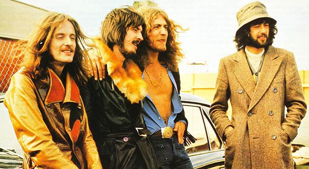 John Paul Jones, John Bonham, Robert Plant y Jimmy Page, integrantes de Led Zeppelin. Bonham, una bestia de los tambores, murió en 1980, pero siempre será recordado por su ritmo arrollador y potencia. 