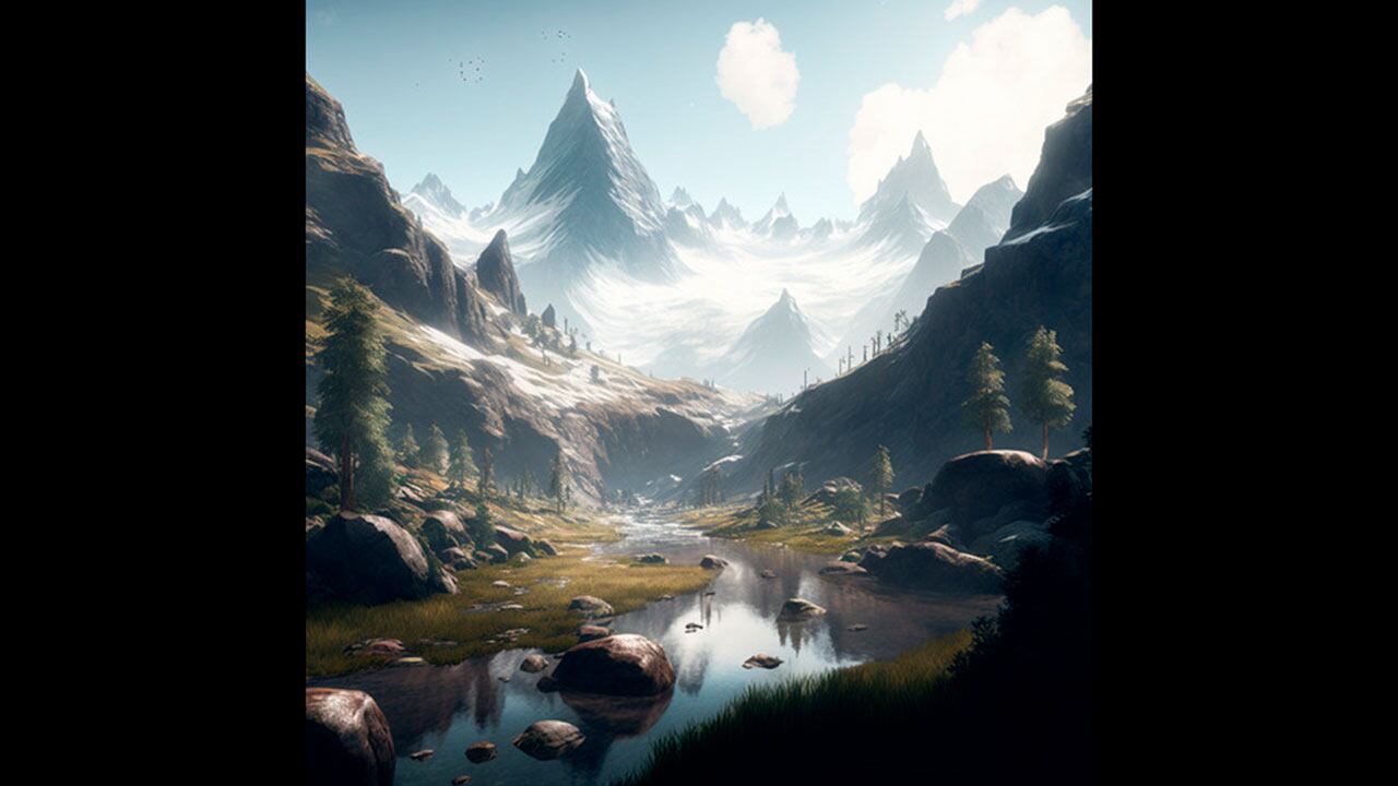 Una IA imagina al planeta Tierra sin vida humana como un mundo lleno de enormes montañas y mucha vida salvaje en los valles.