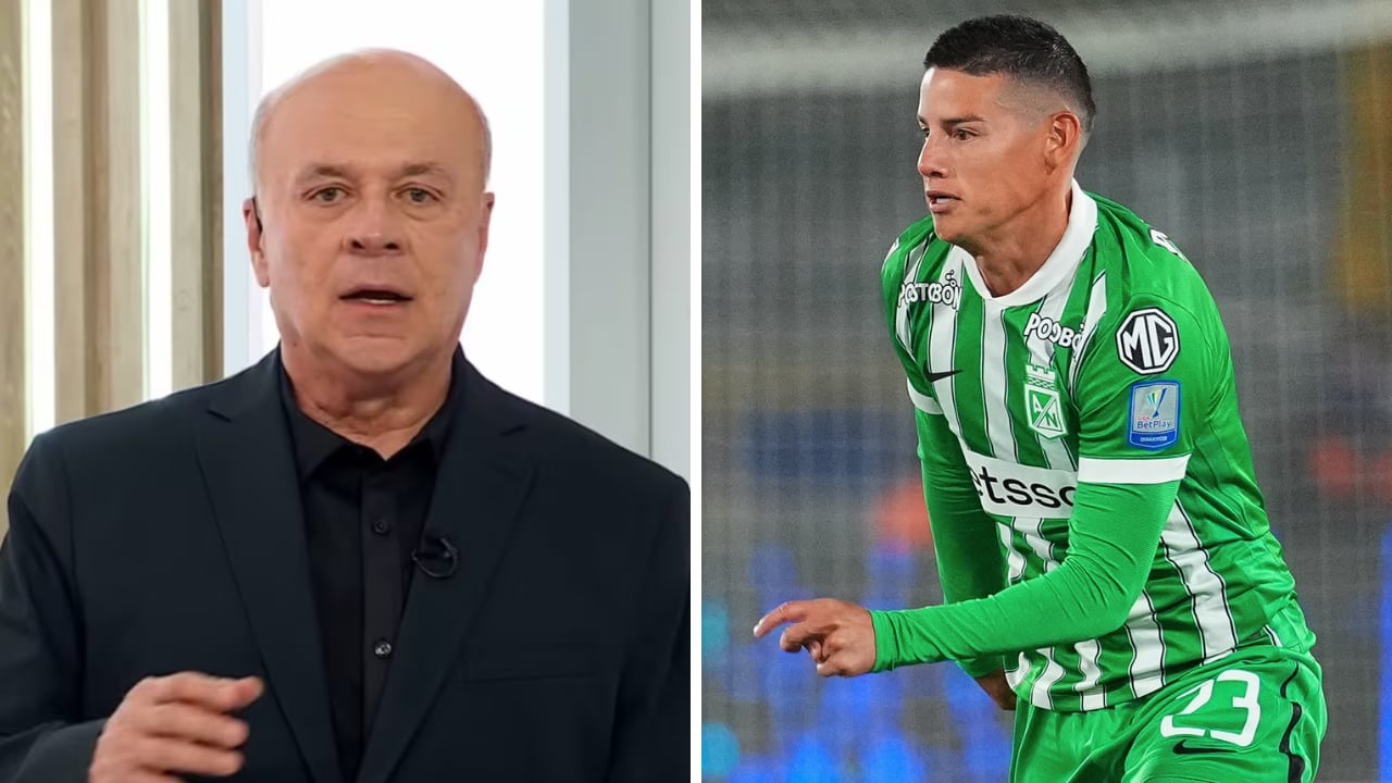 Carlos Antonio Vélez (izq.) reaccionó al partido que jugó James Rodríguez (der.) con Nacional ante Millonarios.