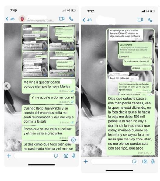 Capturas de pantalla contra Juan Pablo Sáenz.