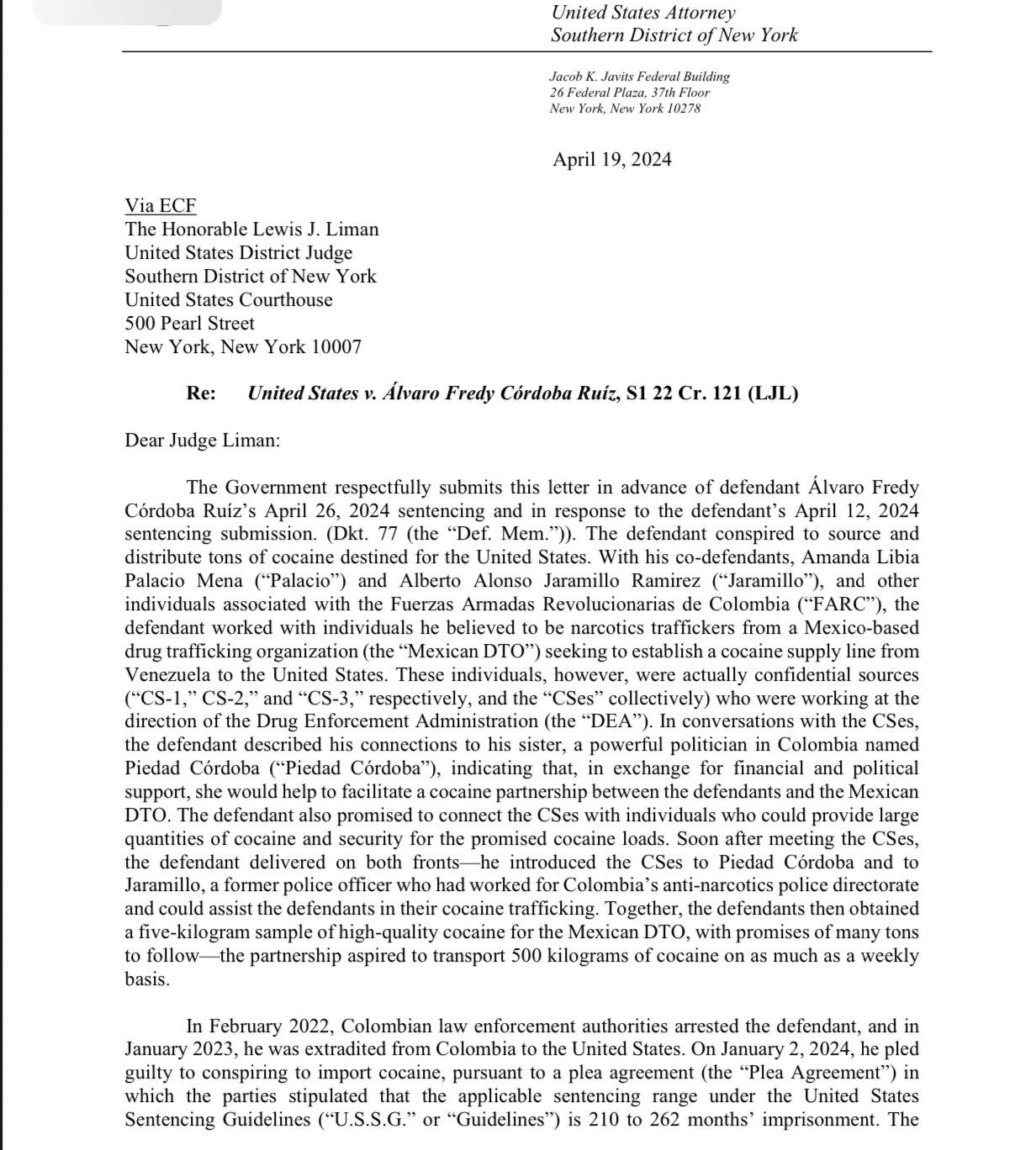 Condenan por narcotráfico a Álvaro Córdoba Ruiz.