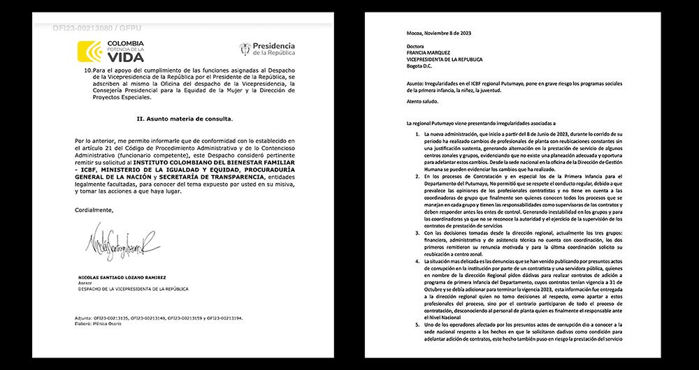   En una carta y varios correos electrónicos se le exige a la regional en Putumayo tomar acciones frente a los posibles actos de corrupción.
