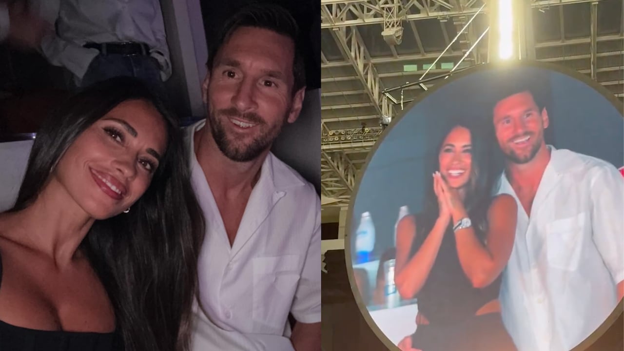 Lionel Messi y Antonela Roccuzzo, captados con la 'KissCam' en el concierto de Coldplay.