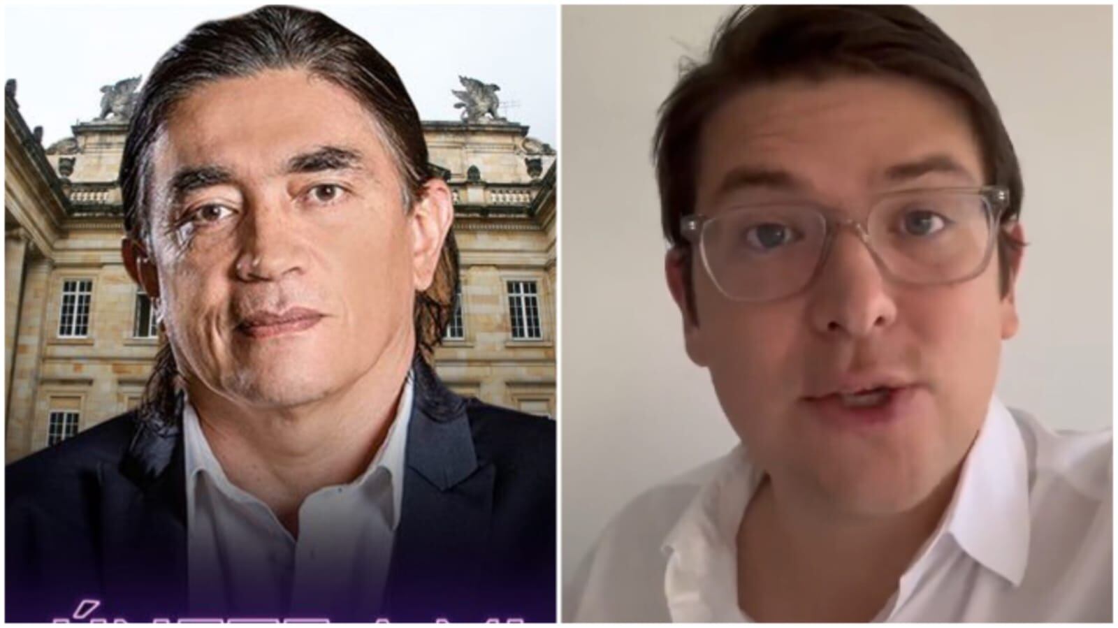 Libretista Gustavo Bolívar y senador Miguel Uribe Twitter @GustavoBolivar y @migueluribeT