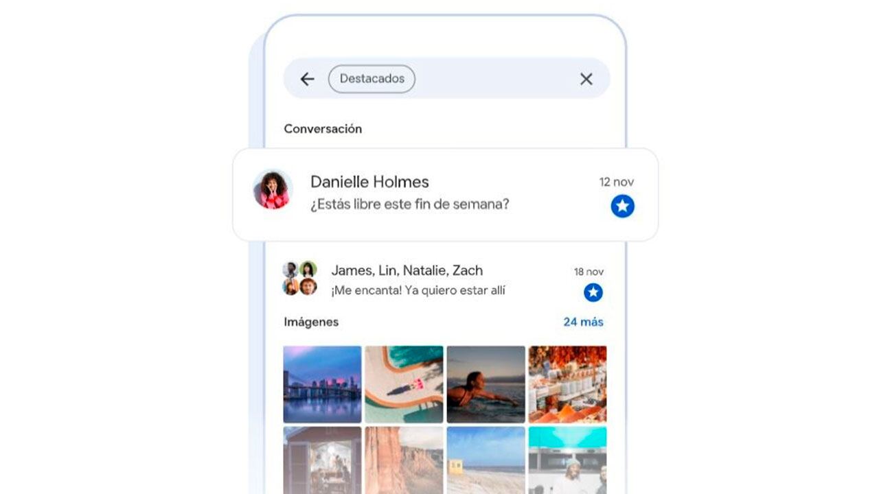 Interfaz de la aplicación de mensajería instantánea llamada Google Mensajes.