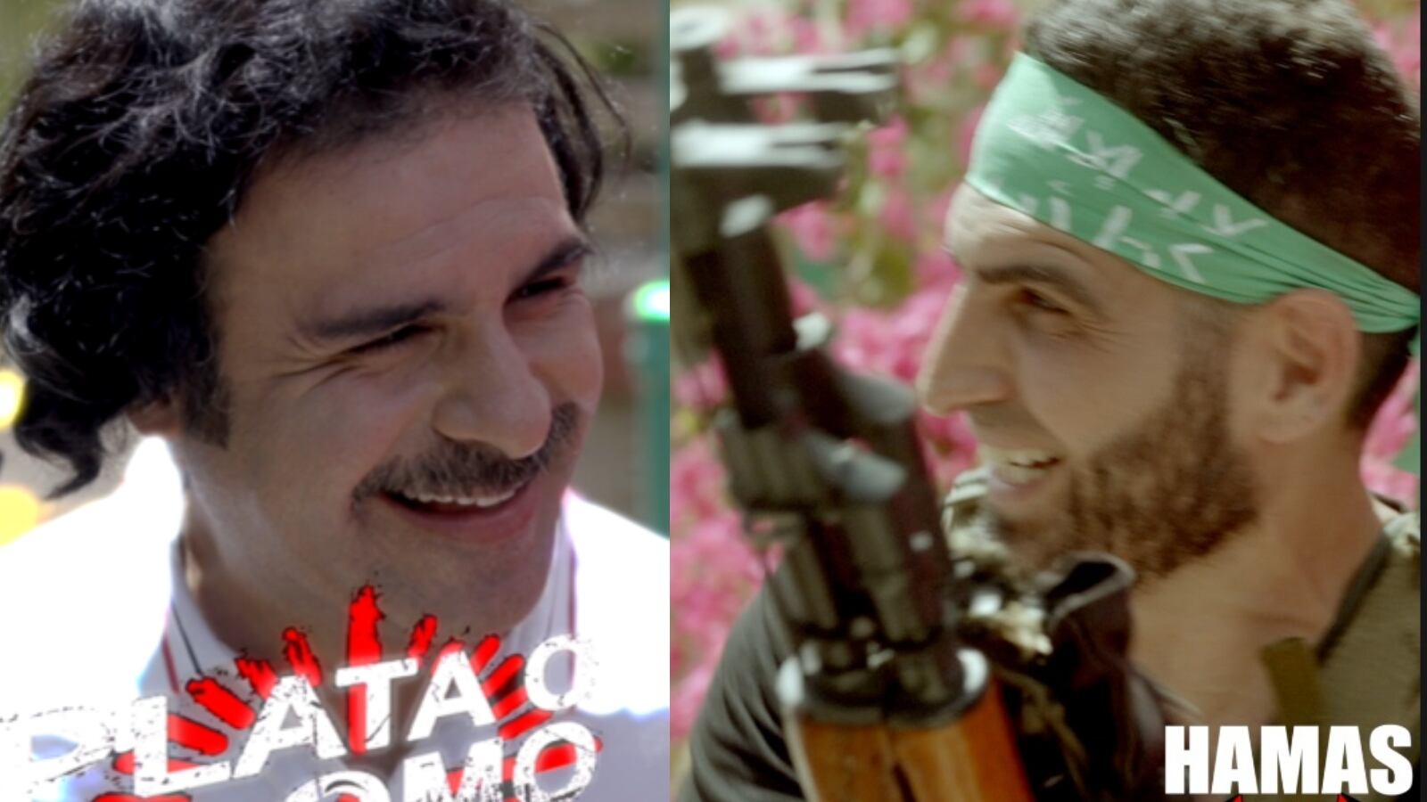 Pablo Escobar junto a un militante de Hamás