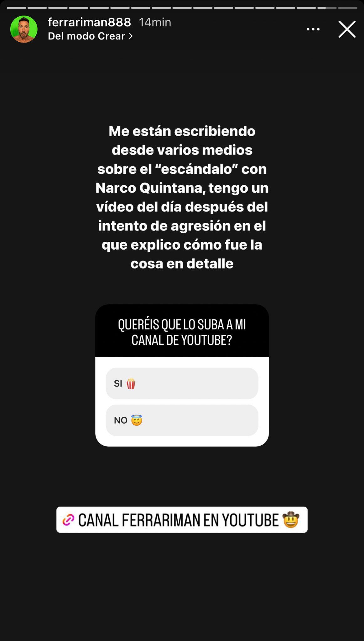 Las historias del influencer Xavi Caballol en contra de Nairo Quintana.
