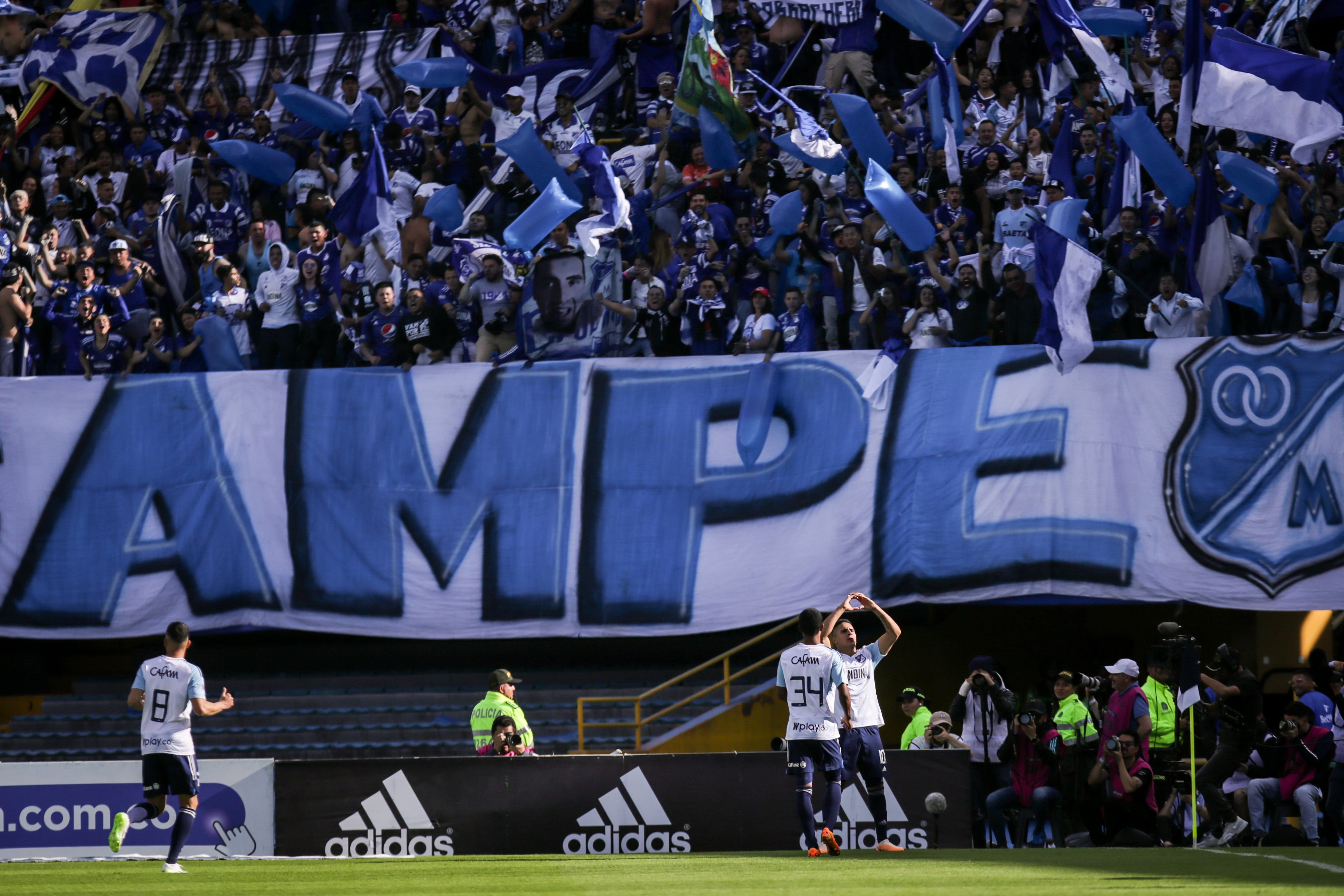 Bogotá. Agosto 27 de 2023. Millonarios FC enfrenta a Atlético Nacional en juego válido por la fecha 8 de la liga BetPlay II 2023, en el estadio Nemesio Camacho El Campín. (Colprensa - Mariano Vimos)