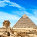 Pirámides de Giza y Esfinge en El Cairo, Egipto
