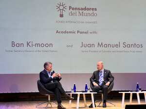 Juan Manuel Santos en charla académica sobre Acuerdo de Paz y los Objetivos de Desarrollo Sostenible.