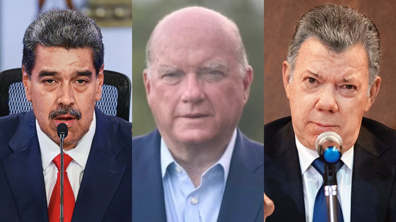 Nicolás Maduro, Pedro Burelli y Juan Manuel Santos.