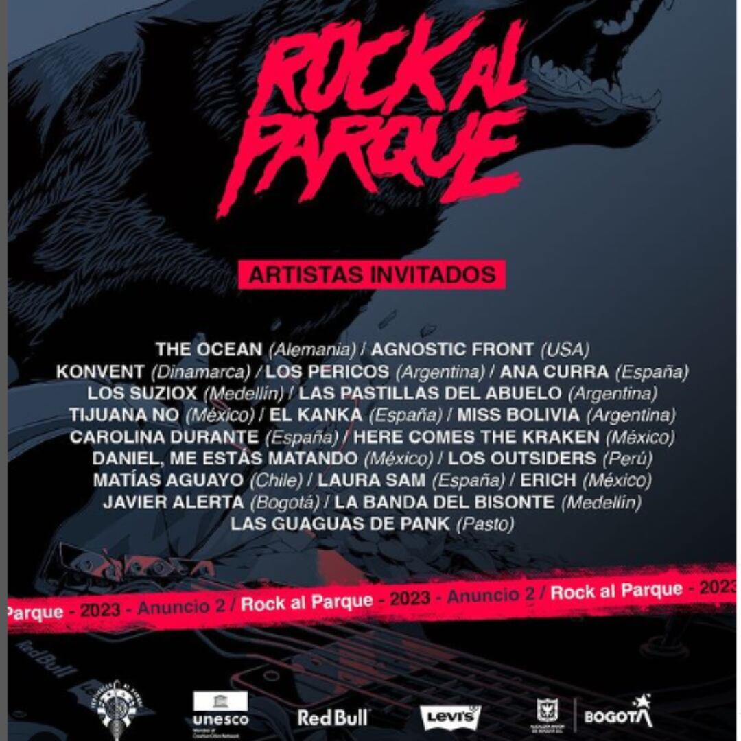 Segundo anuncio de artistas que estarán en Rock Al Parque 2023.