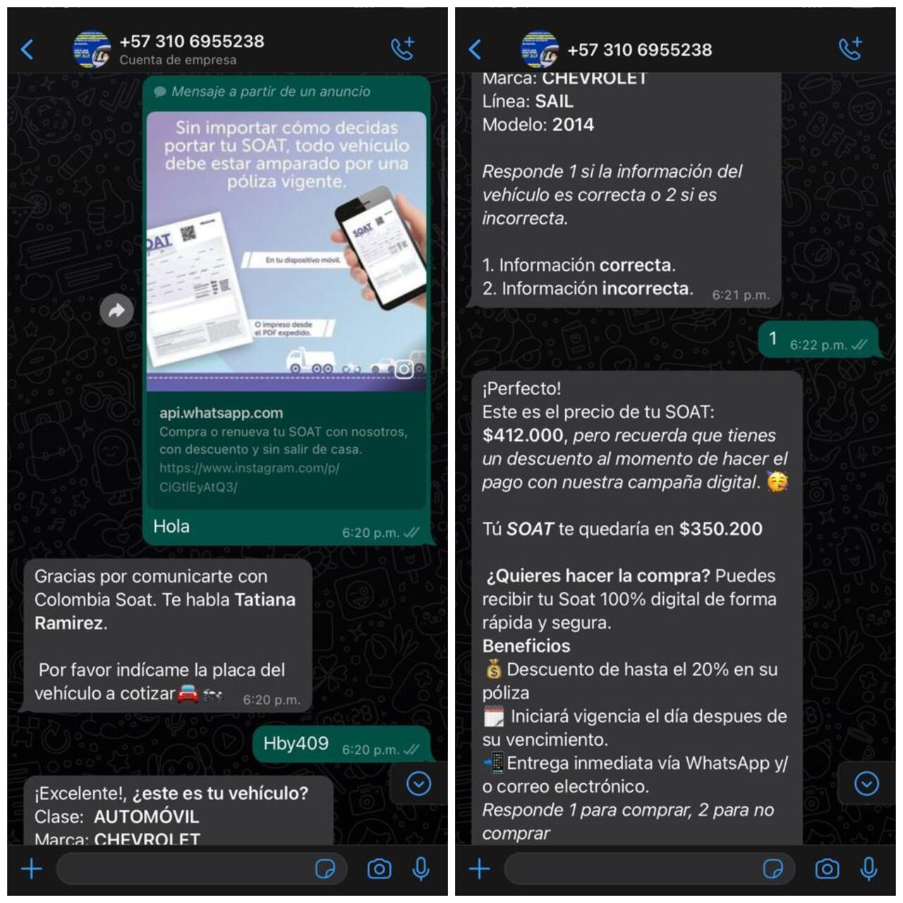 Supuesta agencia estafa a conductores para que compren el seguro por WhatsApp