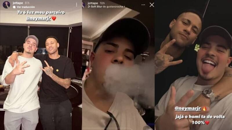 Neymar posa en las historias de instagram del cantante Jottape