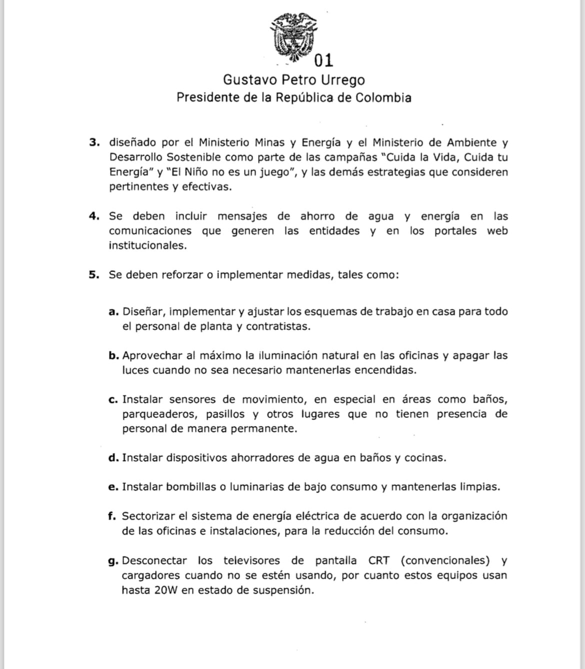 Directiva presidente Gustavo Petro