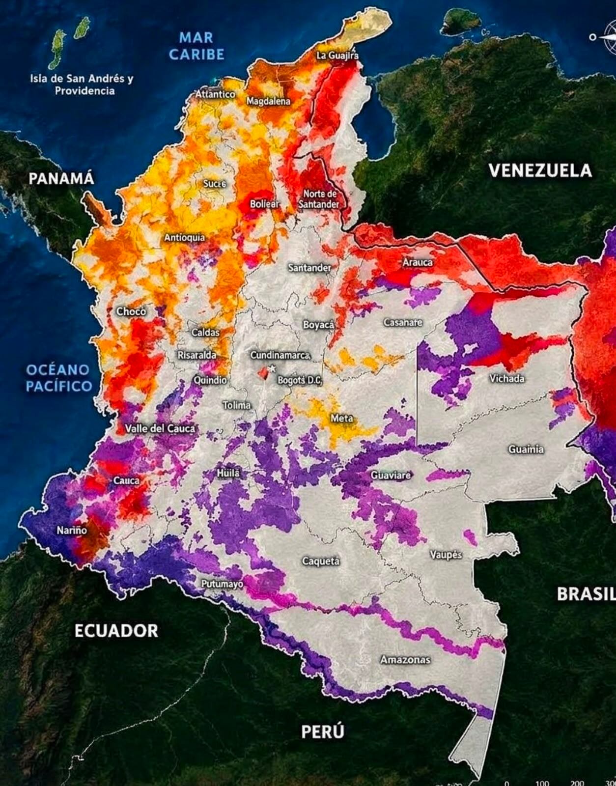 Este es el mapa de calor de la fuerza pública sobre la presencia de grupos criminales en el país.