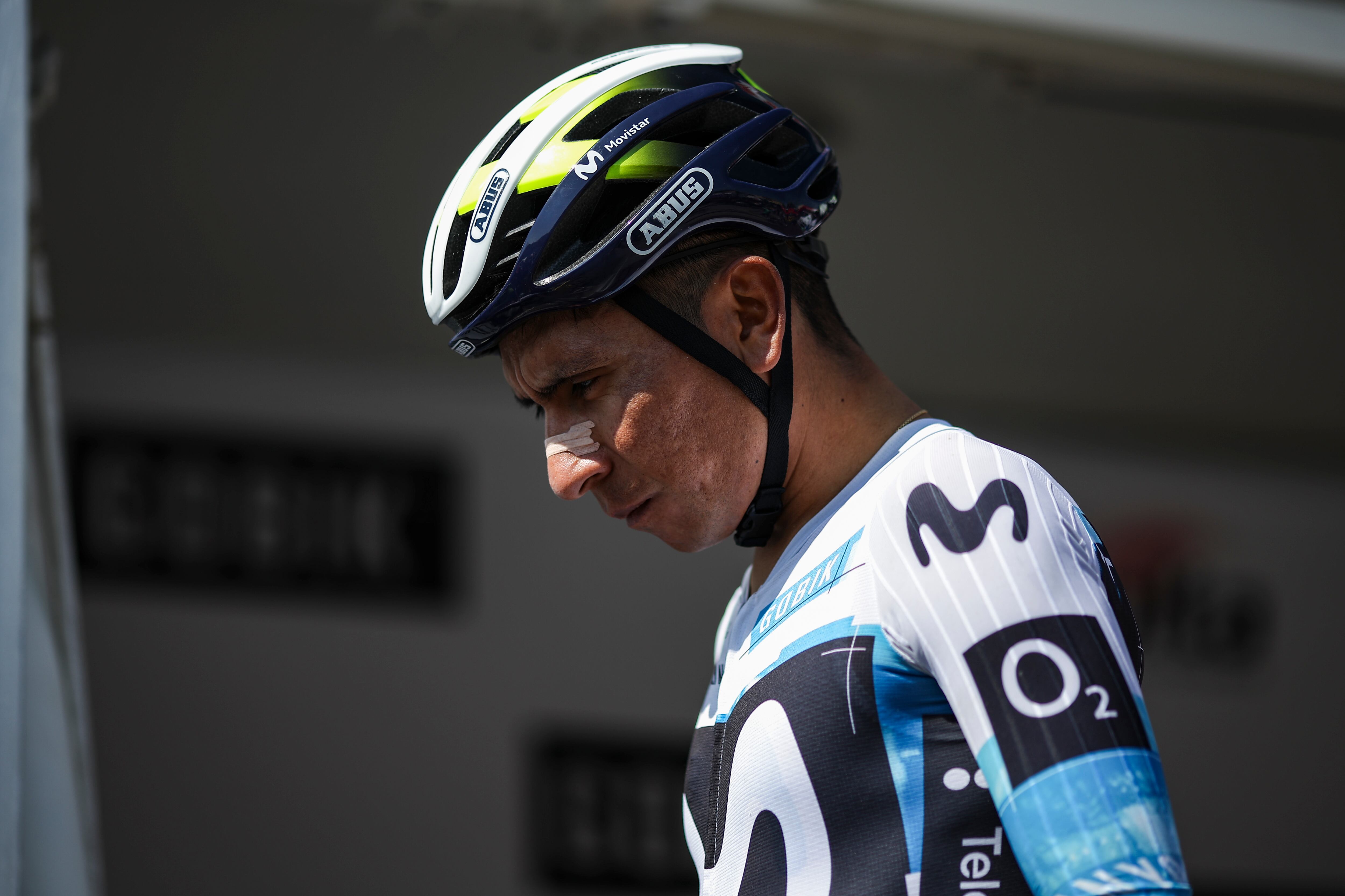 Nairo Quintana of Movistar Team participates in the 104th Volta Ciclista a Catalunya 2025, Stage 4 from Sant Vicens de Castellet to Montserrat on March 27, 2025, in Sant Vicens de Castellet, Spain. (Photo by Gongora/NurPhoto via Getty Images)