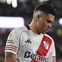 Juan Fernando Quintero of River Plate plays during the match between River Plate and Gimnasia y Esgrima La Plata at Estadio Mas Monumental in Buenos Aires, Argentina, on November 2. (Photo by Federico Peretti/NurPhoto via Getty Images)