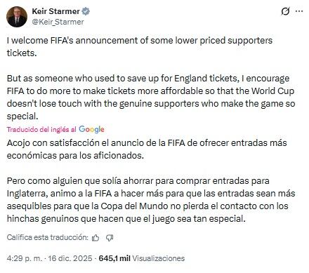 Pantallazo X: @Keir_Starmer