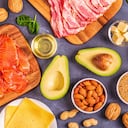 Ceto, dieta cetogénica, baja en carbohidratos, antecedentes de alimentos saludables