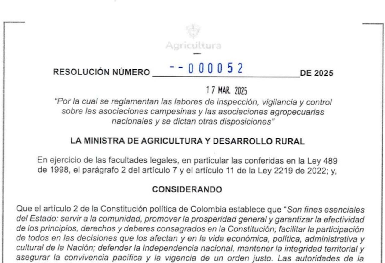 Resolución de MinAgricultura