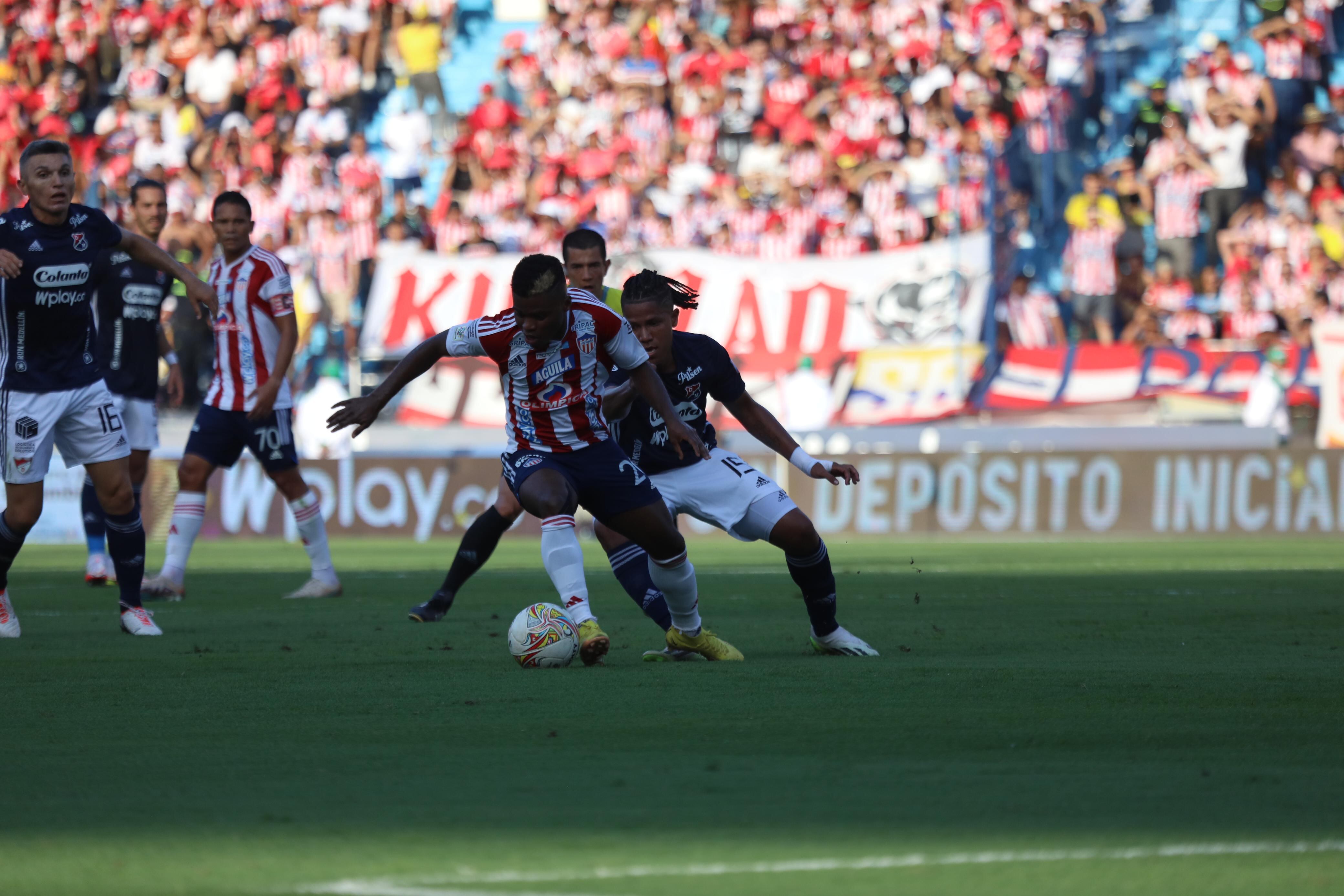 Imagen del partido de la final de ida del segundo semestre de la Liga colombiana 2023, entre Junior de Barraquilla e Independiente Medellín.