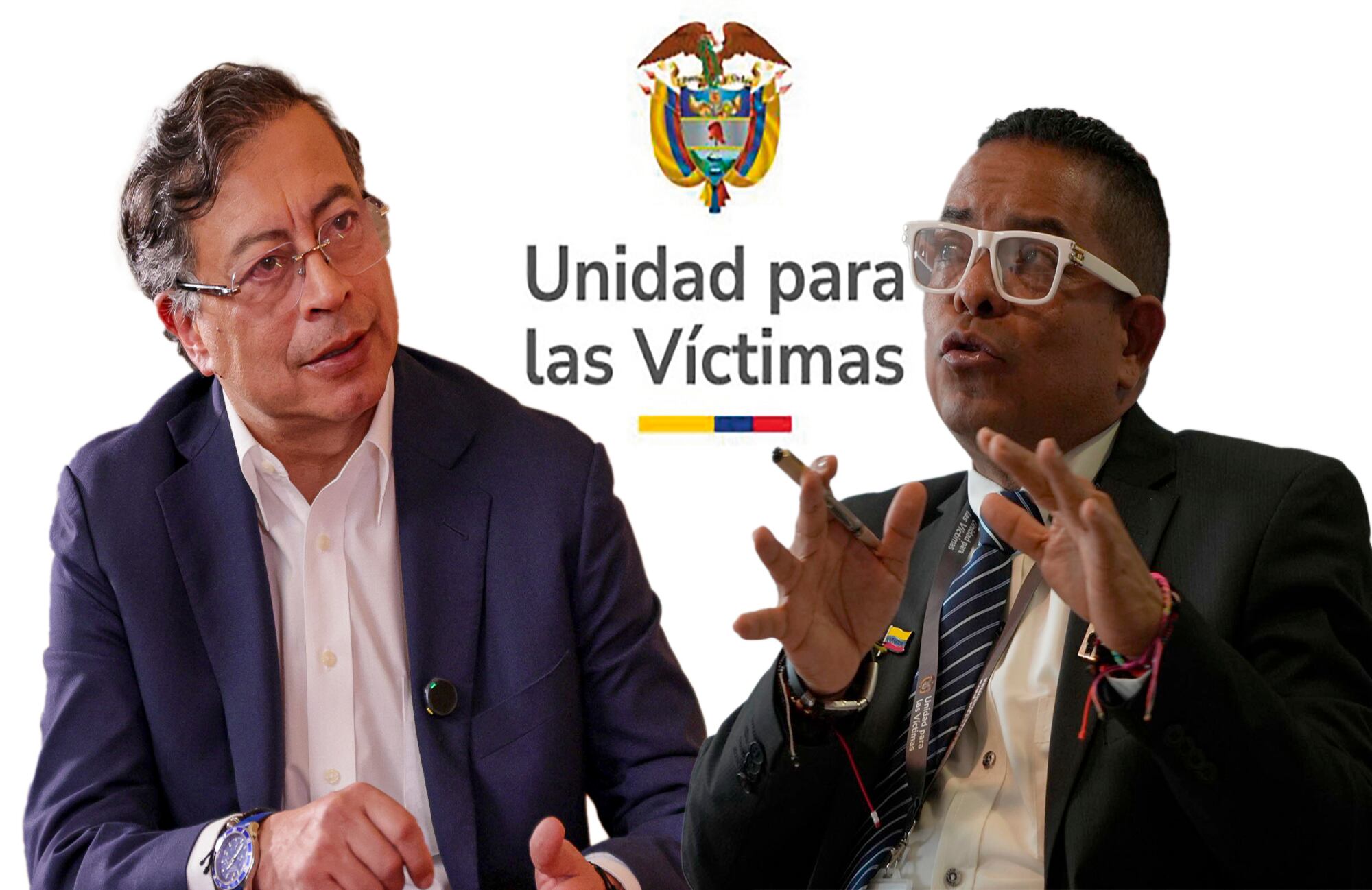 Hay alerta por presuntas irregularidades en la contratación de la Unidad de Víctimas. En la imagen el director de la entidad, Adith Rafael Romero, y el presidente Gustavo Petro.