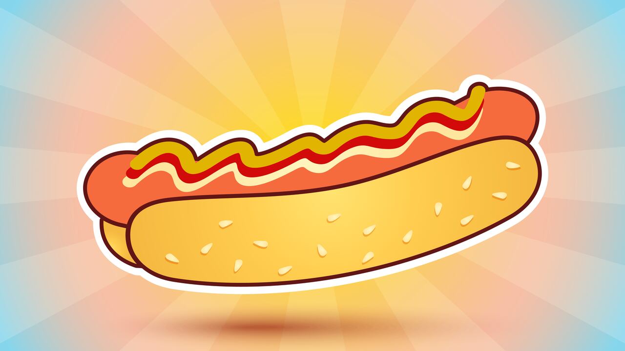 Ilustración vectorial de un perrito caliente sobre fondo abstracto. Ilustración vectorial de un perrito caliente en estilo retro.