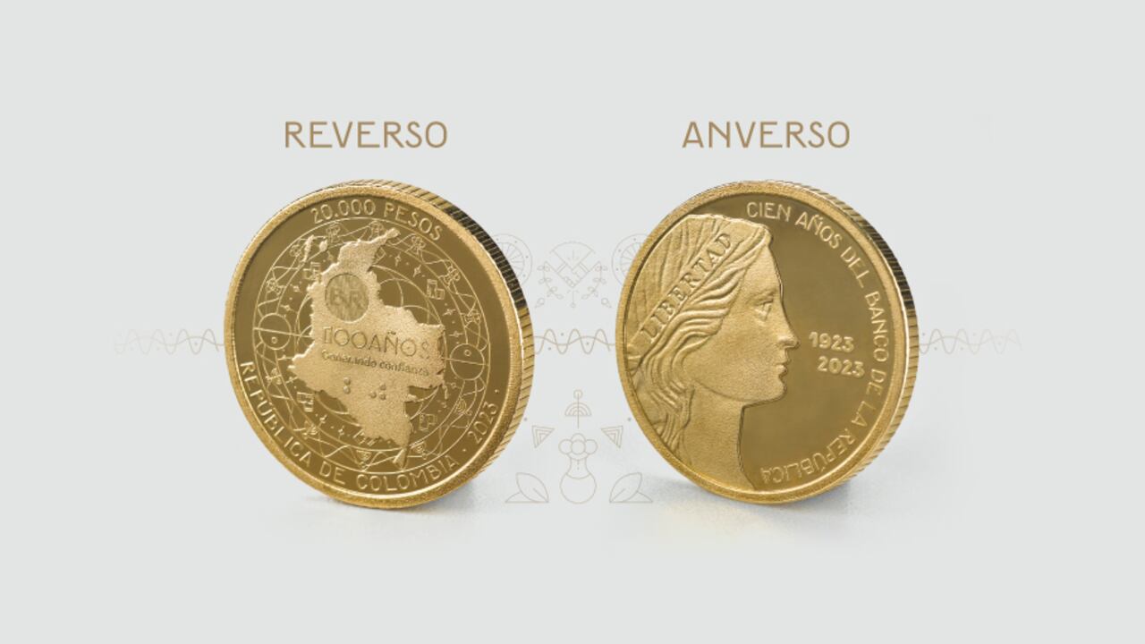 Moneda conmemorativa de los 100 años del Banco de la República.
