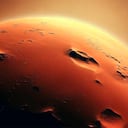 Ilustración que resalta el desierto en el planeta Marte.