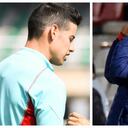 James Rodríguez y Luis Amaranto Perea, asistente técnico de la Selección Colombia.