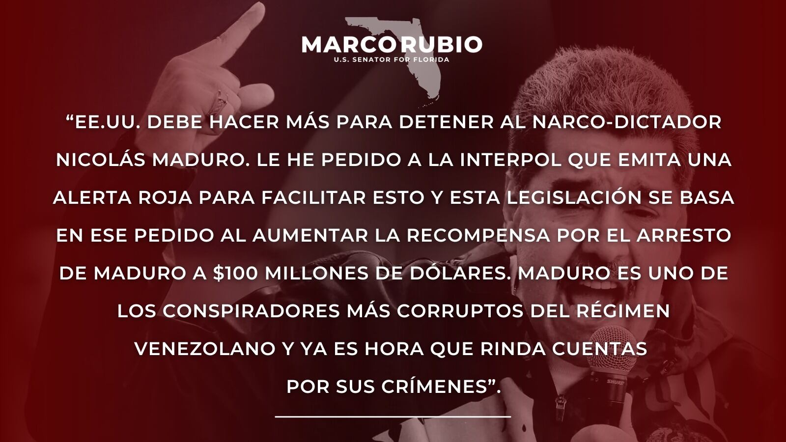 Mensaje emitio por Marco Rubio, legislador norteamericano