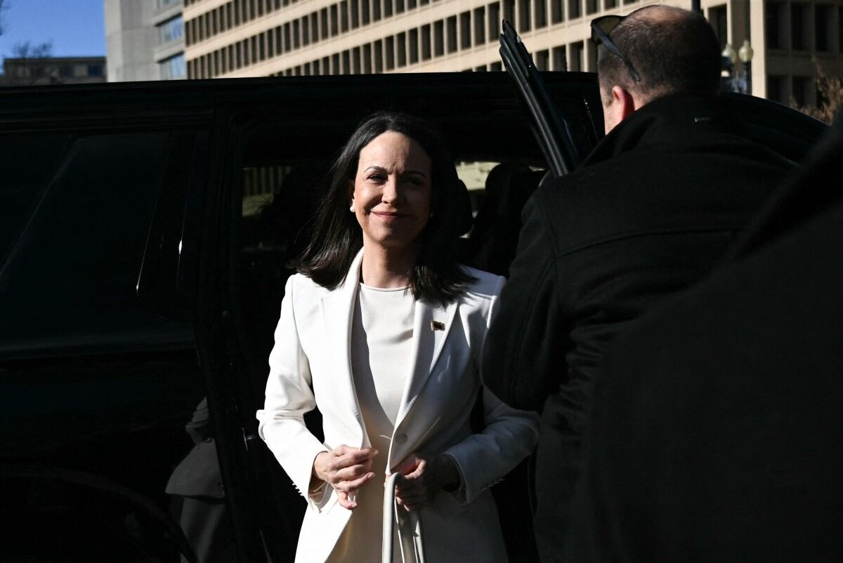 Maria Corina Machado llegando a la Casa Blanca.