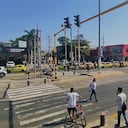 Paro de taxistas en Cartagena a la altura de los Cuatro Vientos en la Avenida Pedro de Heredia.