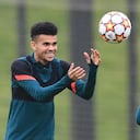 Liverpool's Colombian midfielder Luis Diaz attends Liverpool's training session at their training ground, in Liverpool, north west England, on May 2, 2022, on the eve of their UEFA Champions League semi-final second leg football match against Villareal.
AFP/Lindsey Parnaby