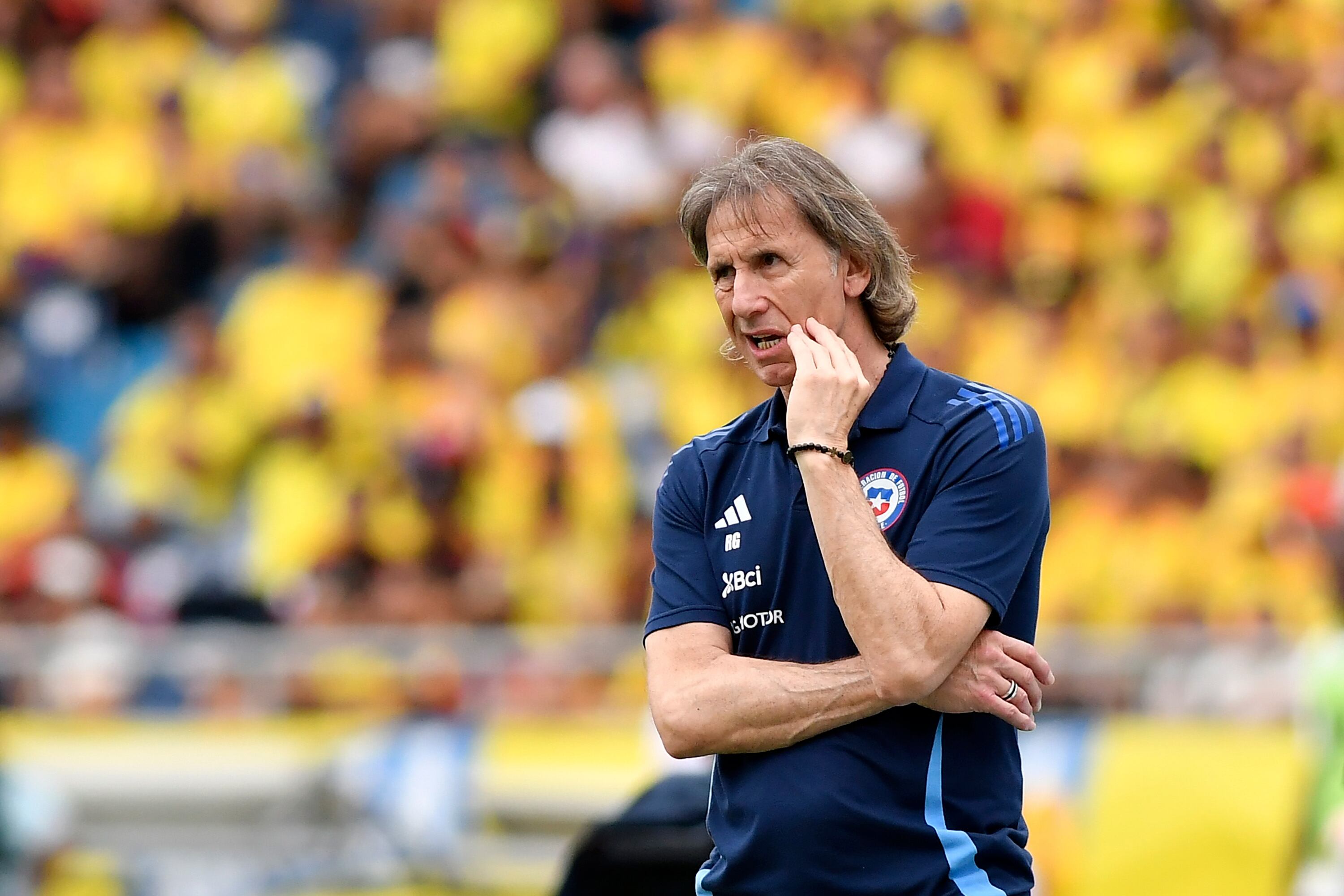 BARRANQUILLA, COLOMBIA - OCTOBER 15: Ricardo Gareca, Head Coach of Chile looks on during the FIFA World Cup 2026 South American Qualifier match between Colombia and Chile at Roberto Melendez Metropolitan Stadium on October 15, 2024 in Barranquilla, Colombia. (Photo by Gabriel Aponte/Getty Images)