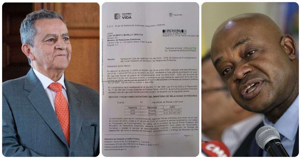 José Antonio Salazar, Luis Gilberto Murillo y el documento expedido por el Ministerio de Hacienda.