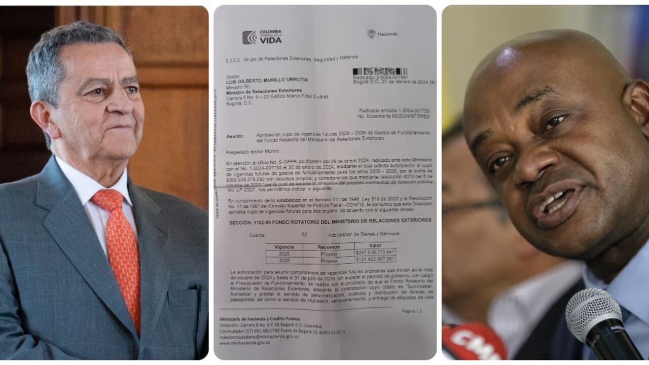 José Antonio Salazar, Luis Gilberto Murillo y el documento expedido por el Ministerio de Hacienda.