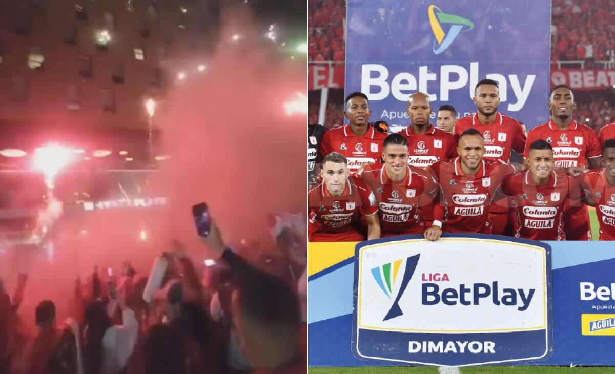 Hinchas América de Cali recibieron al equipo con fiesta en Bogotá.