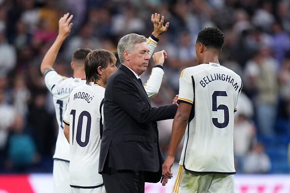 Carlo Ancelotti y Bellingham en Real Madrid