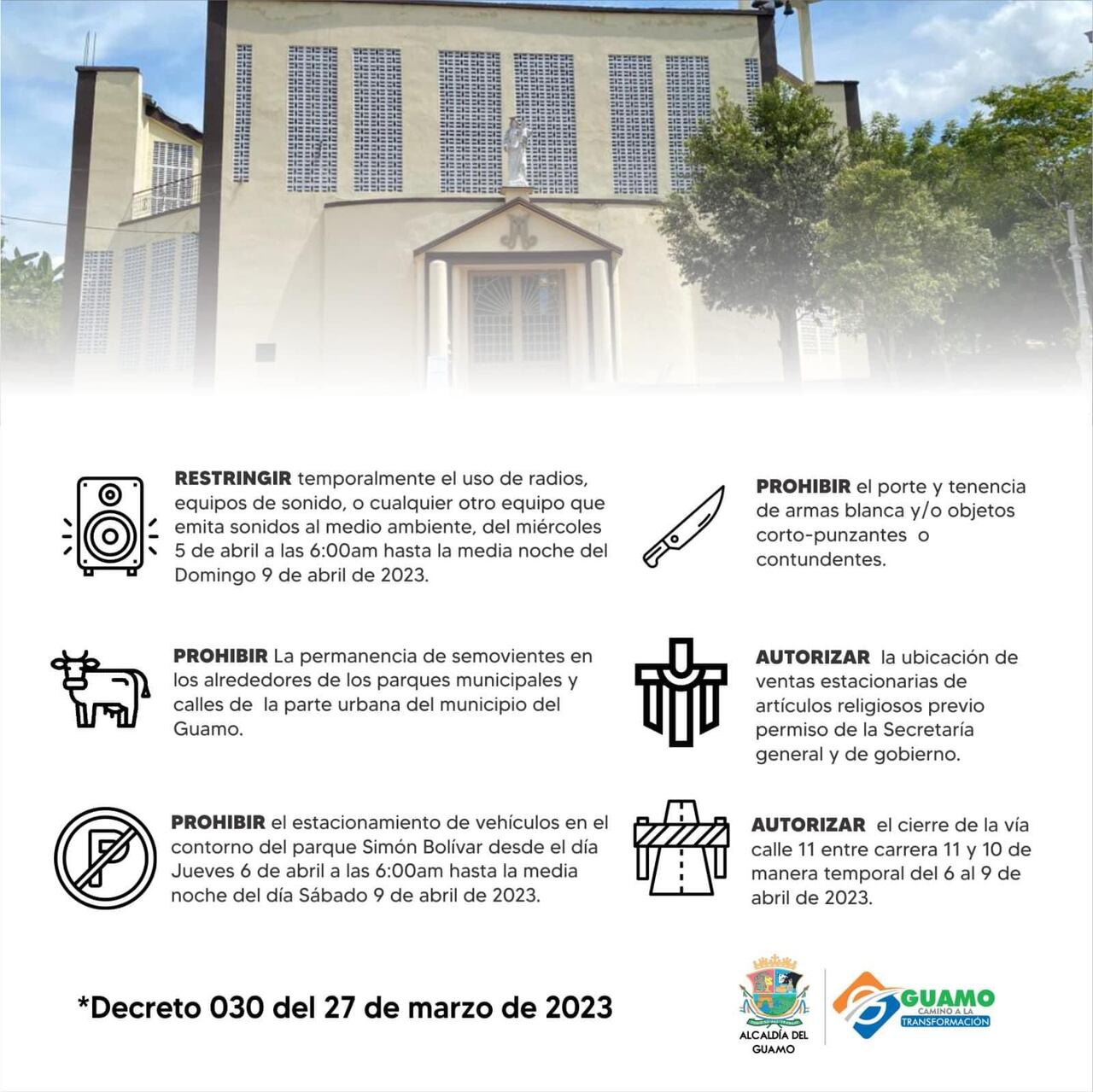 Decreto establecido por la Alcaldía del Guamo, Tolima.