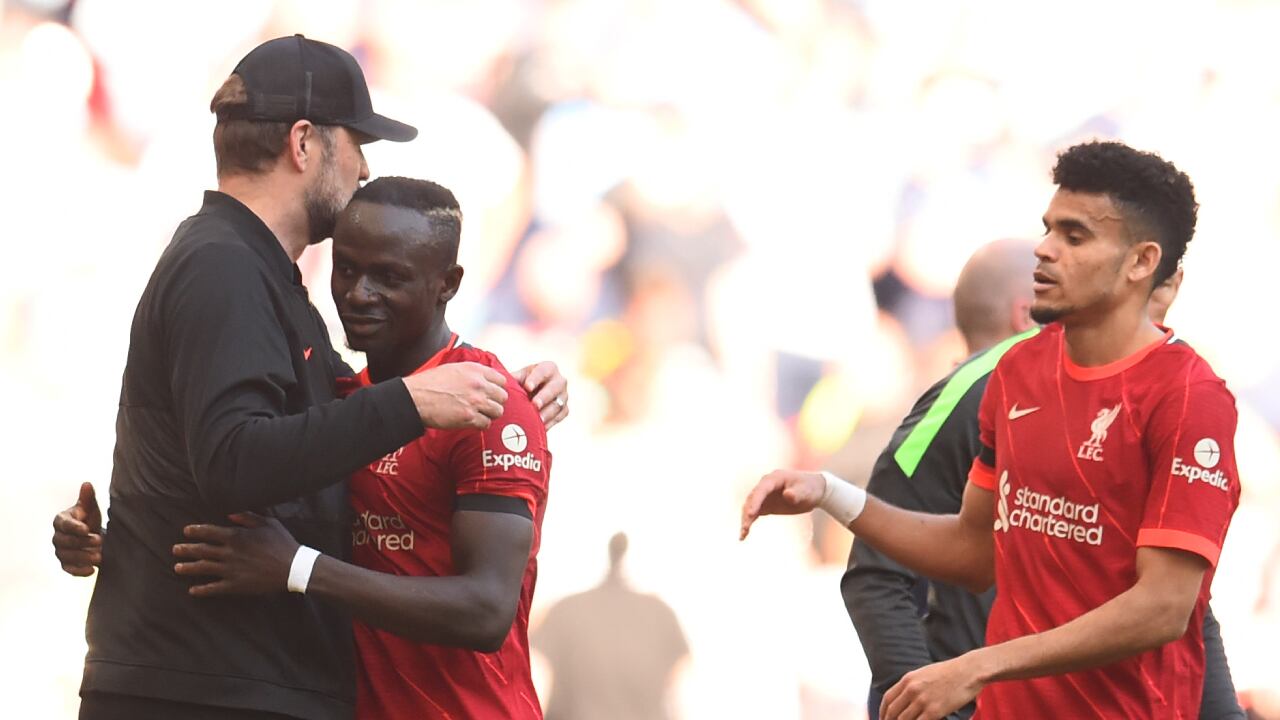 Klopp, Mané y Luis Díaz durante el partido de FA Cup frente al Manchester City en Wembley