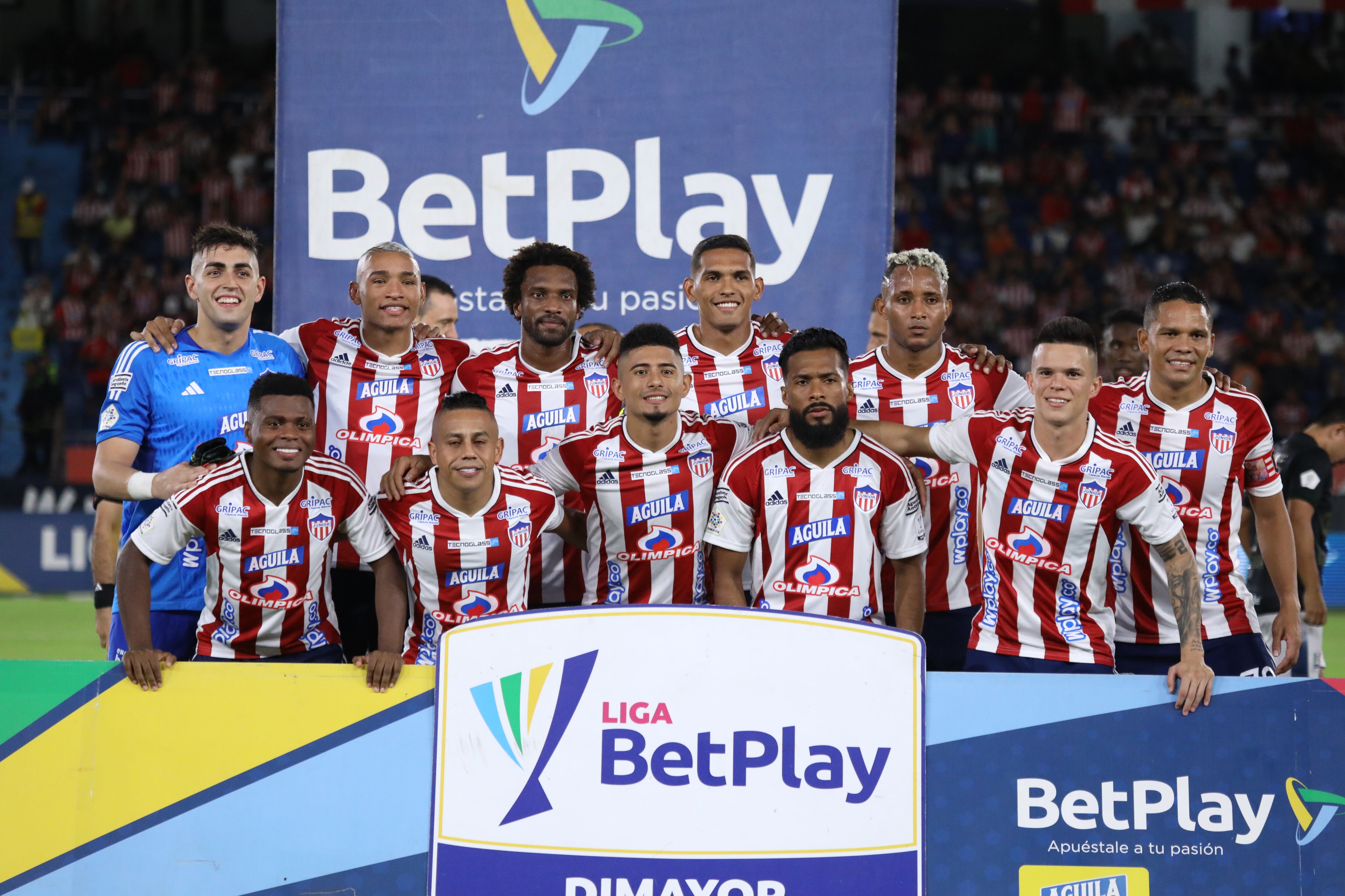 Los jugadores del Junior de Barranquilla previo a un partido del segundo semestre de la Liga colombiana 2023.